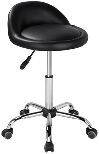 Yaheetech 2pcs Taburetes de Salón Giratorio Ajustable en Altura Sillas con Ruedas 59-70 cm Negro
