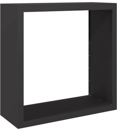 vidaXL Leñero de Acero Negro 100x40x100 cm, Soporte para leña, Almacenamiento de Troncos, Estante para leñas, Soportes para leña