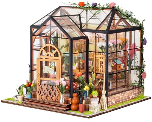 Rompecabezas 3D Mini Doll Flower House Invernadero Model Building Bricolaje Kit, con Muebles, Creatividad de Regalos para Adultos y Niños