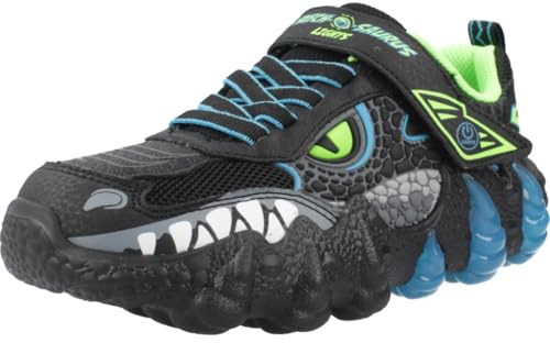 Skechers Kids Boys Skech-O-Saurus Lights 2.0 Sneaker, Black/Blue/Lime, 2.5 Little Kid