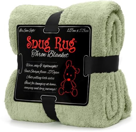 Snug Rug, Manta de forro polar sherpa mullida de lujo para sofá, manta cálida de invierno, suave, 127 x 178 cm, Verde salvia