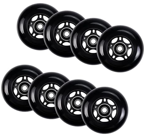 JCXYL EV Roues de Roller en Ligne 64 mm, 70 mm, 72 mm, 76 mm, 80 mm, Roues de Rechange pour Roller Hockey avec roulements ABEC 9, Lot de 8, pour intérieur et extérieur,76mm