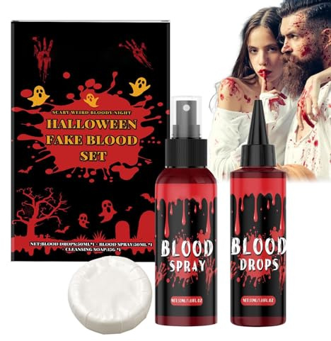 Konstgjord blodsmakeup, realistisk flytande smink | spraydroppar tillbehör förklädnad för zombie och vampyr cosplay kostym