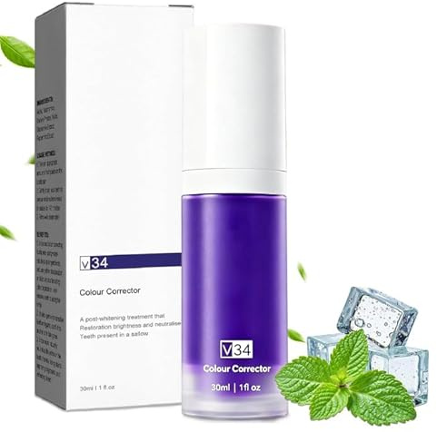 1pcs 30ml Blanqueador Dental V34, Pasta Dental Blanqueadora De Dientes Morados, Color Corrector Serum Dientes, Con Eliminación De Manchas, Limpia Los Dental, Unisex
