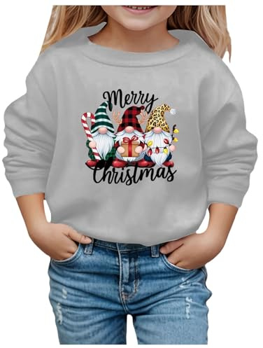 Generisch Felpa con cappuccio per bambini con motivo natalizio, motivo pupazzo di neve, bicchiere di vino, stampa per ragazze e, grigio., 3-4 Jahre