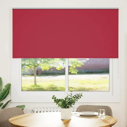 Estor plegable para ventanas, estor opaco, color rojo, 155 x 130 cm, ancho de la tela de poliéster 151,6 cm, para casa y terraza