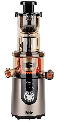 Fakir Vitaly - Entsafter für Obst & Gemüse I Elektrischer Entsafter mit 60 Umdrehungen pro Min. I Fruchtpresse mit Rücklauffunktion I Spülmaschinenfester Saftbereiter I Anthrazit I 200 Watt