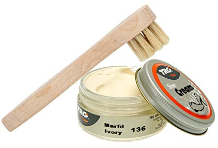 Schuhbedarf TRG Schuhcreme mit Auftragsbürste Schuhpflege Schuhputzset (ivory 136)