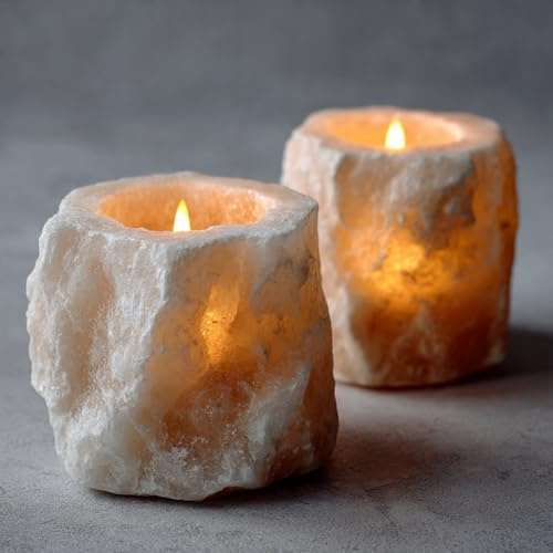 Lampe en cristal de sel blanc de l'Himalaya - Forme naturelle - Lumière en cristal de sel très rare - Cadeau idéal pour la décoration de la maison (photophore blanc himalaya)
