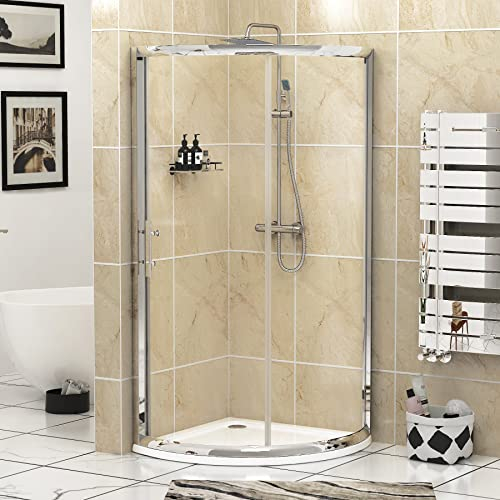 660 x 660mm Quadrant Shower Enclosure with Acrylic Tray Single Sliding Cubicle Door 6mm Safety Tempered Glass Screen