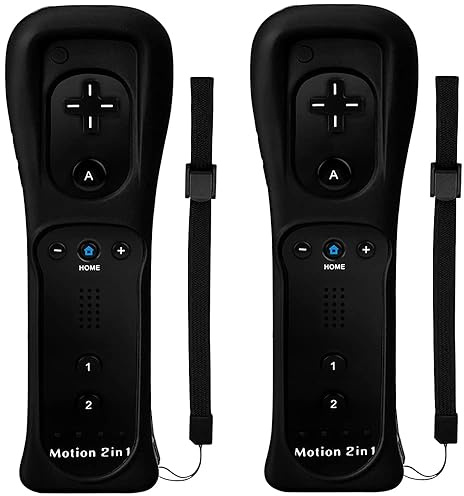 TechKen 2 st Wii Linker-kontroll med rörelse Plus och fjärrkontroll integrerat med silikonrem för Wii