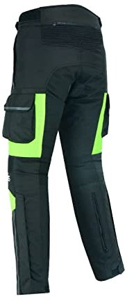 Schwarze Motorradhose mit herausnehmbarem Thermofutter, Protektoren und Weitenverstellung, für Sommer und Winter, auch in Kurz- und Übergrößen (XXXL)