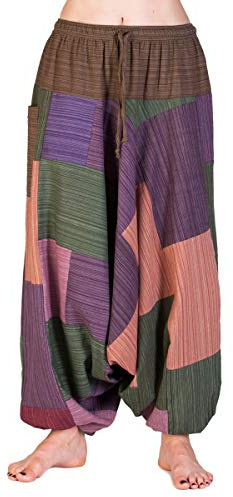 PANASIAM Aladin Pants Cotton 'Lini', Patchwork Brown Tones, L
