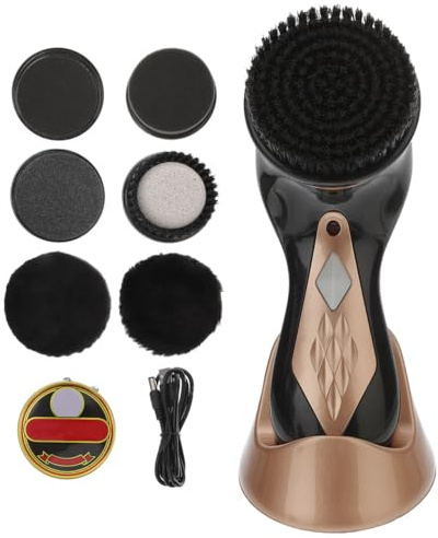 SOLUSTRE Electric Shoe Shine Kit - Mini Portable Handheld Shoe Cleaner with Brush & Polisher for Leather Bag Sofa