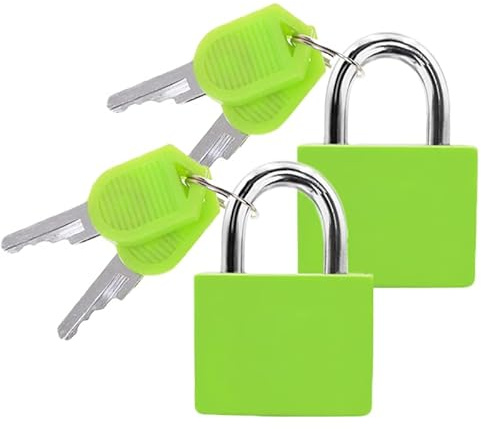 Suitcase Locks with Keys-LeFeirr Luggage Small Padlock Keyed for Travel Gym Locker Bags Holiday Cases,Pack of 2 (Green)