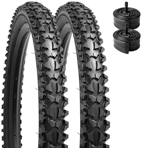 YunSCM 2er-Pack 16 Zoll Fahrradreifen 16x1.95 Mantel 50-305 Plus 2er-Pack 16 Zoll Schlauch 16x1.75/2.125 AV32mm Ventil kompatibel 16x1.95 Fahrrad Reifen und Schlauch