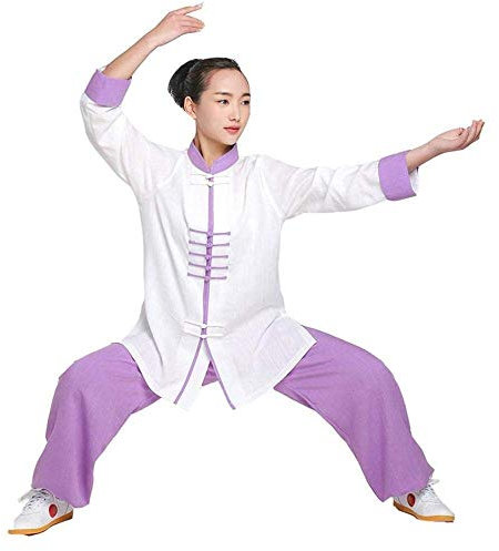 Traditionelle chinesische Tai-Chi-Uniformen, Tai-Chi-Kleidung, Uniform, Leinen, langärmelig, Tai-Chi-Taekwondo-Yoga-Anzug, Wing Chun Zen-Meditation, Kung-Fu-Tai-Chi-Anzug, CM (B XS)