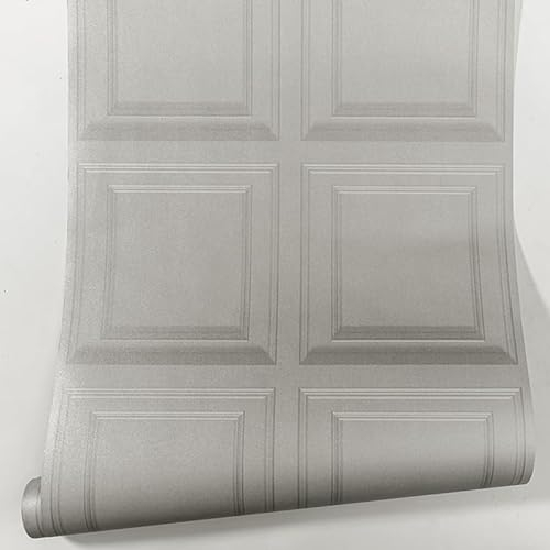 Trafagala 3D Effect Beige Grey Panel Wallpaper Wood Panelling Wallpaper Retro Textured Tartan Wall Paper Roll Neutral Art Deco for Living Room Feature Wall Bedroom Ceilings