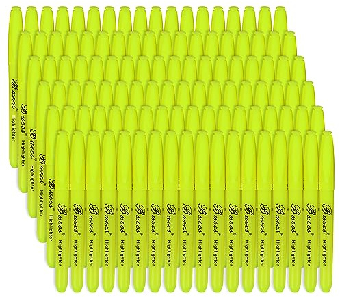 Buecs Highlighters Bulk Pack, 108 Count, Chisel Tip,Fluorescent Yellow, suitable for Adults Highlighting Planner Notes, Office School Supplies
