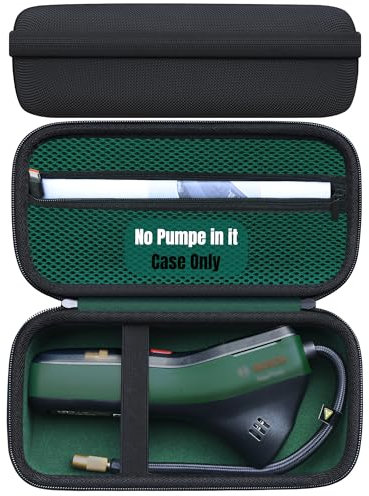 Woollo Tasche Kompatibel mit Bosch Elektrische Luftpumpe/Mini Kompressor EasyPump Tragbar Hart Reise Case Etui Hülle Wasserdicht für EasyPump Schwarz-Grün(Nur Tasche,Ohne Pumpe)