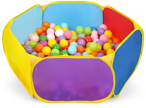 Eocolz Kids Ball Pit Large Pop Up Childrens Ball Pits Tent for Toddlers Playhouse Baby Crawl Playpen with Basketball Hoop and Zipper Storage Bag, Balls Not Included (1M Multicolor)