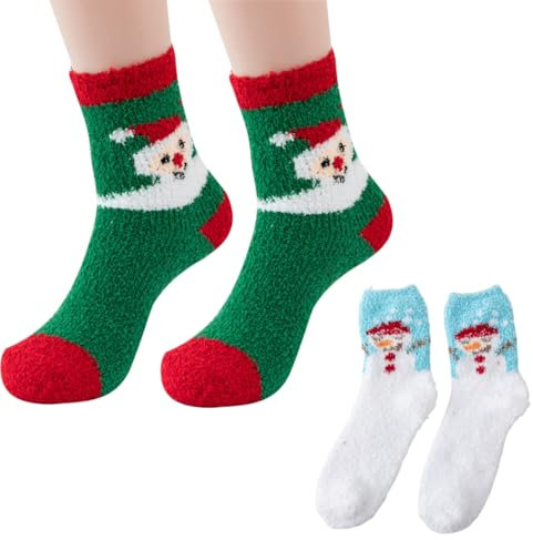 HSKRKOW Calze Natalizie, 2 Paia di Calze di Natale IT Taglia Unica EU 35-41