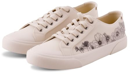 Joybut Women's Canvas Sneakers–Low Top Casual Fashion Sneaker|Lightweight Breathable Women's Shoes for Walking & Everyday Wear|Tennis Shoes for Daily Wear (Beige)