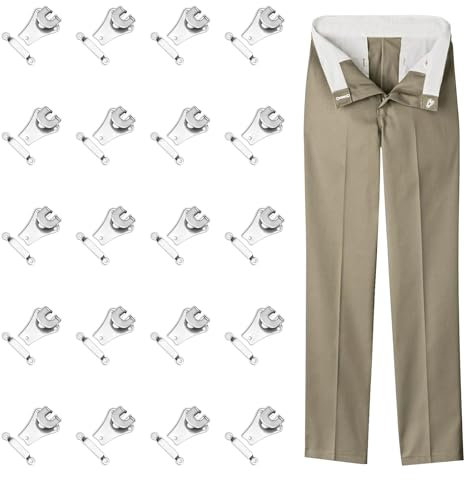 20Pcs Hook and Eye fastenings for Clothes - Silver Trouser Fasteners Hook and bar - Perfect for Skirt Waist Cinching, Adjusting Trousers, Hook and Eye Latch Clothes, DIY Sewing, and Clothing Repairs