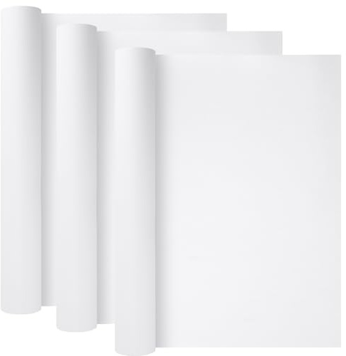CHIHEUNG Lot de 3 rouleaux de papier à dessin - 44 cm x 25 m - Blanc - Pour chevalet, croquis, peinture, emballage cadeau, décoration murale