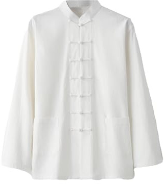 GHHZML Tenue Tai Chi Femme Chemise Ample à Manches Longues for Le Kung-fu, Tenue Traditionnelle for Les Arts Martiaux, vêtements de Tai-chi, Exercices matinaux(White,L)