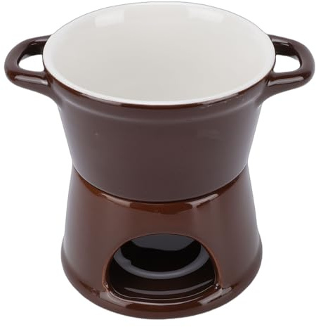 Focket Mug à fondue en céramique, 300 ml, avec fourchette, idéal pour faire fondre le chocolat. Coffret fondue au fromage et au fromage. Cadeau parfait pour Noël, un mariage (BROWN)