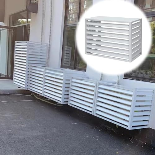 CHENWMZ Outdoor air Conditioner Cover Privacy Fence All Weather Proof Anti Theft Heavy Duty Aluminum ac Cover freestanding Room Divider with slats Barrier Fence for Pool Equipment Brown