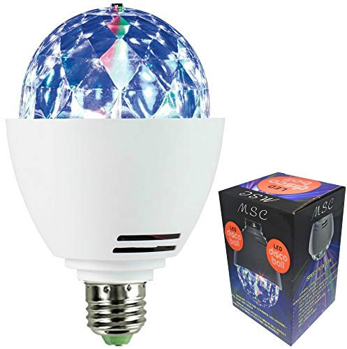 MSC LED E27 - Disco Ball Light Rotating Multi-Coloured Lightbulb Edison Screw Fitting E27