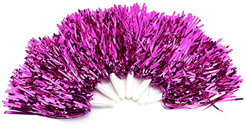 Keenso Pompones de Animadora - 6 Piezas de Pompones de Animadora, Flores de Mano Pompones para Deportes Aclamaciones Baile Fiesta de Disfraces, Fiesta de Noche(Rosa roja)