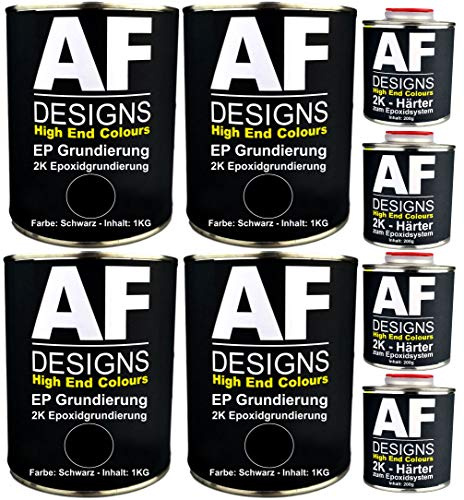 Alex Flittner Designs Epoxidfüller 4 x 1,20kg 2K Grundierung Füller EP Füller in schwarz für Autolack Rostschutz