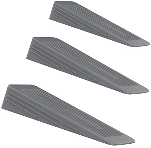 Pack of 3 Door Stop | Door Stoppers for Floor Anti-Skid, Durable, and Heavy Duty Rubber Door Stops | Ideal for All Types of Surfaces | Grey Door Wedges Indoors