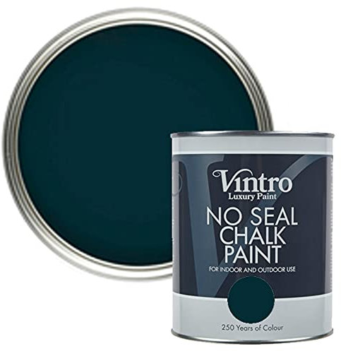 Vintro Paint | No Seal Chalk Paint | Black/Green | Interior & Exterior Use | Furniture | Walls | Wood | Metal | 1 Litre (Hackfall)