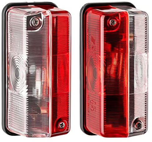 AUTOLIGHT 24 2er Set rot/weiß Umrissleuchte Positionsleuchte Seitenmarkierungsleuchte Begrenzungsleuchte inkl. Glühbirnen für Wohnmobil, Wohnwagen und Anhänger