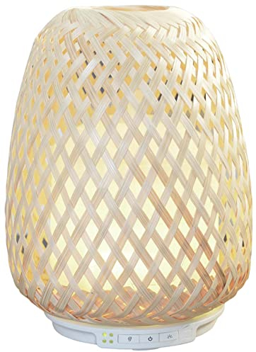 Zen'Arôme - Ultraschall-Diffusor für ätherische Öle Olaki (bis zu 40 m²) - Kaltdiffusor für Aromatherapie - Handgefertigtes Zen-Design aus Bambusgeflecht - Einstellbare Beleuchtung