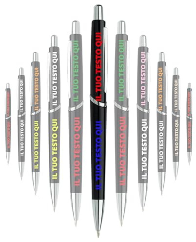 Mr Pubblicità Penna a Sfera Personalizzabile, Penna a Sfera Personalizzata, soft touch, nome, logo o messaggio con 2 stampe (15, Nero)