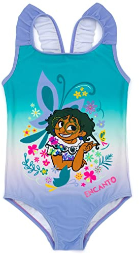 Disney Traje de baño Encanto para niñas | Niños Animados Mirabel Magic Madrigal Family Floral Frispy Straps All In One Swimming Costume | Mercancía