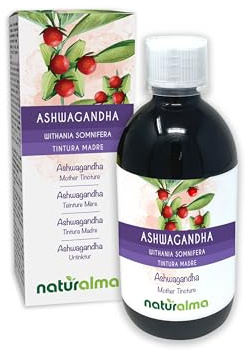 Ashwagandha eller Indisk ginseng (Withania somnifera) rötter Alkoholfri modertinktur Naturalma - Flytande extrakt i droppar 500 ml - Kosttillskott - Vegan