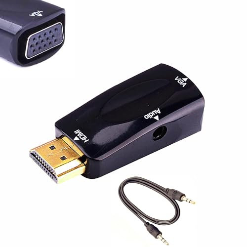 Shanfeilu Adaptateur HDMI-VGA avec audio 3,5 mm 50 cm femelle vers mâle connecteur or pour HDTV/PC/moniteur/portable/projecteur