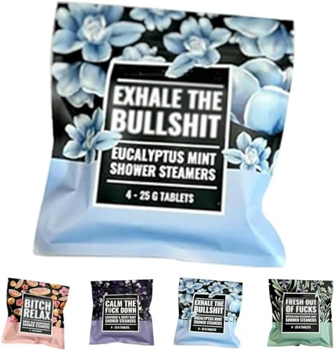 Swear Shower Steamers Gift Set - Aromatherapy Spa Kit for Self-Care & Relaxation, Individually Packaged - Unique Shower Steamers Lavender Mint - Perfect Gifts for Women and Men (Eucalyptus)