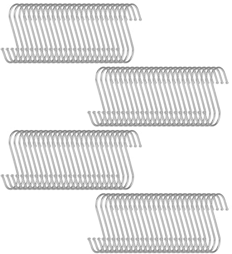 JMIATRY Edelstahl S-Haken - 100 Stück, zum Einhängen für Badezimmer, Schlafzimmer, Büro, Küche, Geschäft