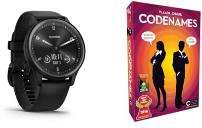 Garmin vívomove Sport - Smartwatch mit analogen Zeigern und Touchdisplay. - und Gesundheitsfunktionen & Asmodee Codenames, Spiel des Jahres 2016, Familienspiel, Ratespiel, Deutsch