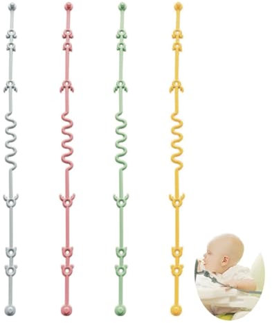 Fokroin 4 PCS Schnullerkette aus Silikon, Schnullerkette, BPA-frei Sicherheitsgurte für Spielzeug, Verstellbar Silikon Schnullerband, für Spielzeug, Kinderwagen, Autositze