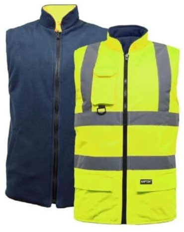 LUXE DIVA Hi Vis For Mens Bodywarmer Reversible Fleece Lined High Visibility Gilet Security Safety Work Wear Body Warm Waistcoat Hi Viz Padded Vest
