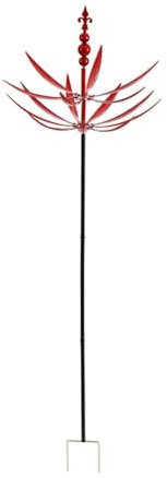 Baoblaze Garden de Metal de Metal Parque de esculturas de Viento afuera de Decorativa rotativa de la Flor del Patio del Patio, Rojo