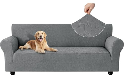 Ystyle Sofföverdrag För 4 Sits, Stretchigt Soffskydd Med Armstöd, Universellt Sofa Covers, Fläcksäkert Skyddsöverdrag, Halkfritt Överdrag Soffa, Couch Cover Maskintvättbart, Ljusgrå